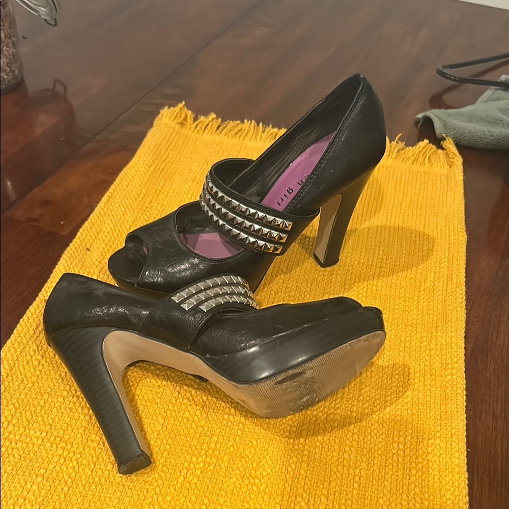 Black Studded High Heels